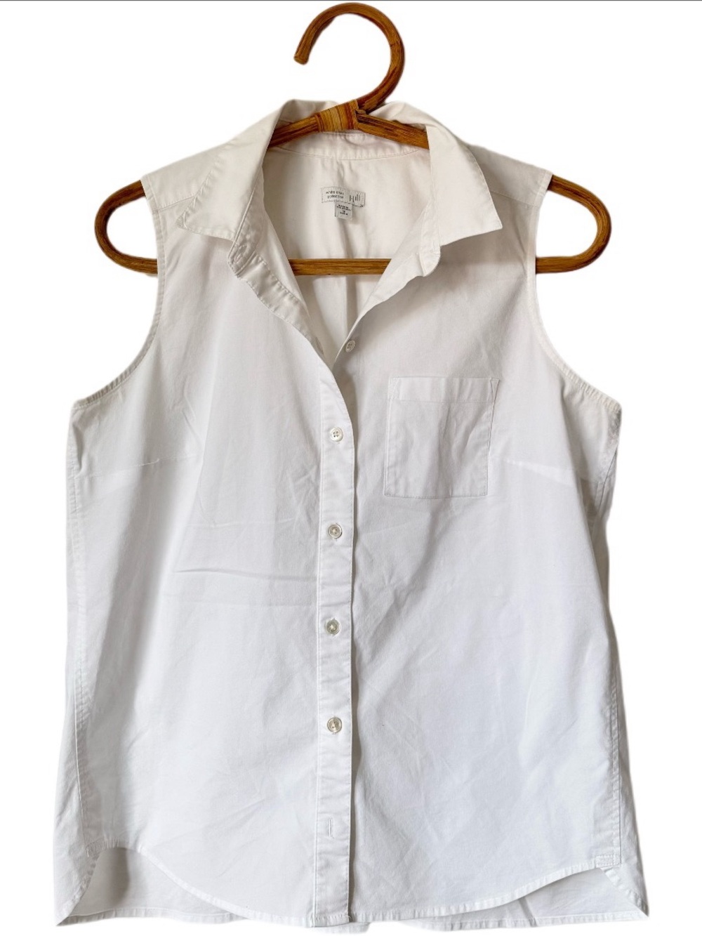 J. Jill White Shirt Collection Sleeveless Button-Down Shirt MP $69 Americana